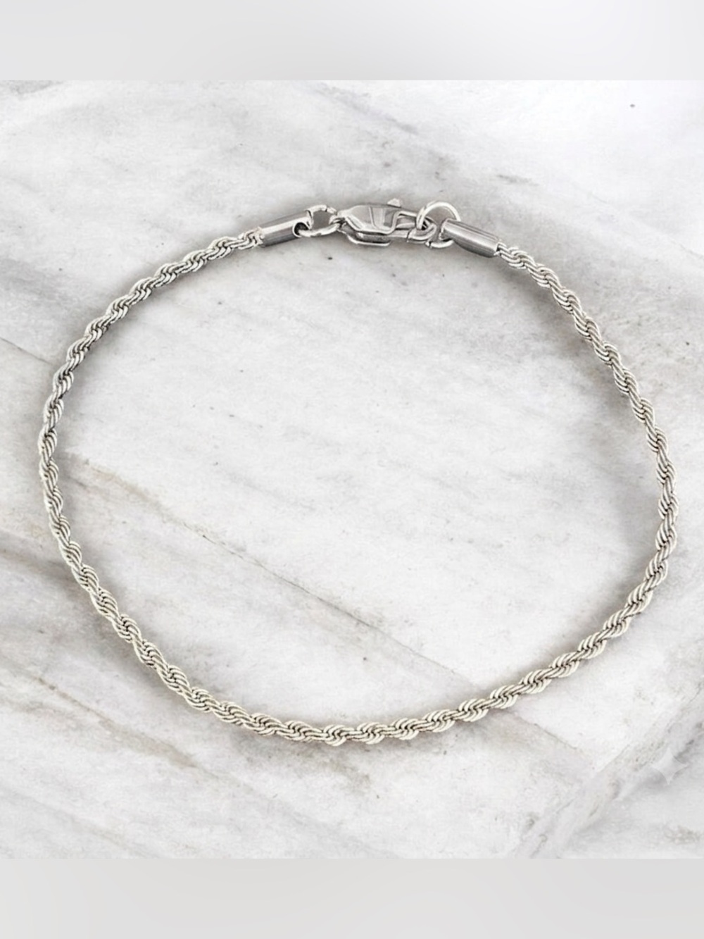 Rope Stainless Steel 8 inch 2.5mm width bracelet - Silver - Picture 2 of 4
